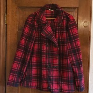 Women's double button plaid fleece winter coat